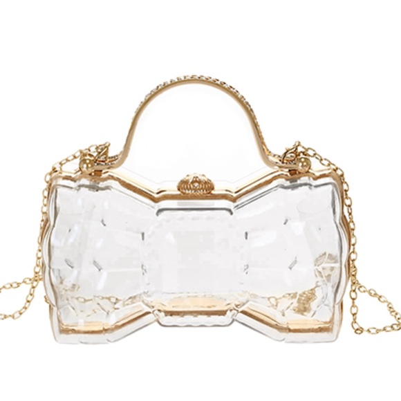 Bow Shape Clear Acrylic Clutch - Picture 1 of 3